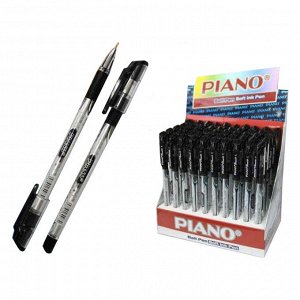 Ручка шариковая черная PIANO, игольчаты након., резин.грип, 0,7 мм (50шт)