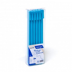 Ручка шариковая Alingar "NELI-C", синяя, 0,7 мм., игольчатый наконечник, трехгранный цветной корпус, ПВХ  упаковка