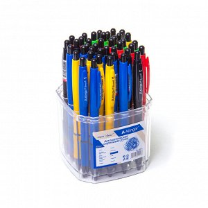 Ручка шариковая синяя Alingar "Sword", 0,7 мм, автоматическая, резиновый грип, корпус ассорти, (40 шт) в пластиковой упаковке