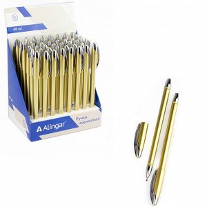 Ручка шариковая, Alingar, синяя, 0,7 мм., чернила на масляной основе, корпус пластиковый золото
