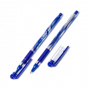Ручка шариковая, Alingar, "FANCY" синяя, 0,7 мм., игольчатый наконечник, резиновый грип, синий пластиковый корпус