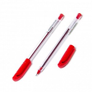 Ручка шариковая красная TODAYS "Ball Clossy", игольчатый након., корпус прозрачный, 0,7 мм (50шт)
