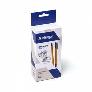 Ручка шариковая, Alingar, "Offis-fine" черная, 0,5 мм., игольчатый наконечник, тонированный пластик