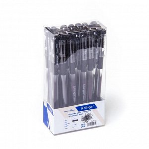 Ручка шариковая, Alingar, "Stream" черная, 0,7 мм., игольчатый наконечник, резиновый грип,прозрачный пластиковый корпус