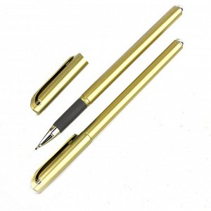Ручка шариковая, Alingar, синяя, 0,5 мм., игольчатый наконечник, резиновый грип, корпус пластиковый золото