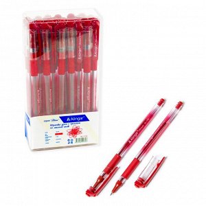 Ручка шариковая, Alingar, "Stream" красная, 0,7 мм., игольчатый наконечник, резиновый грип,прозрачный пластиковый корпус