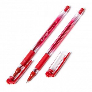 Ручка шариковая, Alingar, "Stream" красная, 0,7 мм., игольчатый наконечник, резиновый грип,прозрачный пластиковый корпус