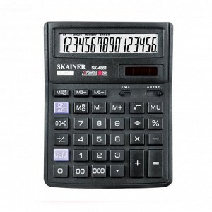 Калькулятор SKAINER 16 разрядов, 143*192*39,5 мм, черный, "SK-486II"