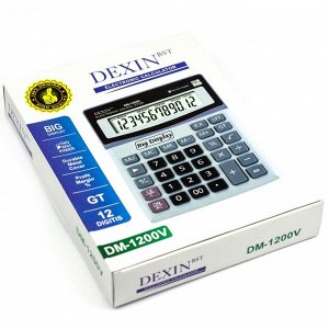 Калькулятор Alingar 12 разрядов, 190*145*18 мм, двойное питание, черный/золото, "DM-1200V"