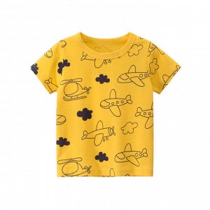 Детская футболка с самолетами, цвет желтый