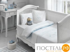T1242T10007102 Комплект детского постельного белья Tivolyo home HAPPY BEBE голубой без покрывала