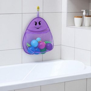 Сетка для хранения игрушек в ванной "Смайлик", цвет фиолетовый