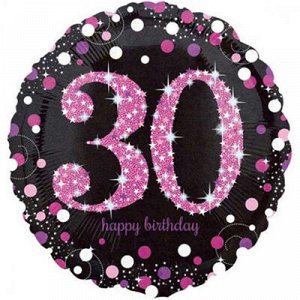 А 18" HB Sparkling Birthday 30 pink S55