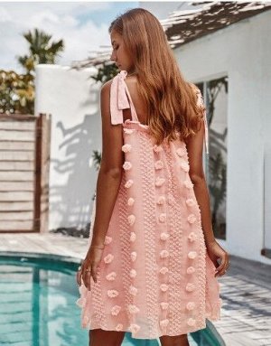 Женское платье,  розовое,  с бахромой