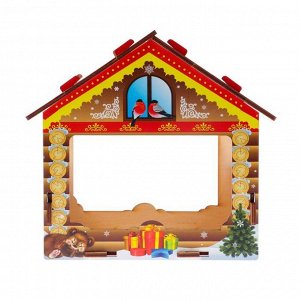 Кормушка деревянная "Снегири в избушке", с цветным рисунком, 18х13х19 см