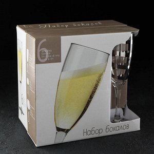 Набор бокалов для шампанского GiDGLASS «Серпантин», 170 мл, 6 шт, серебро