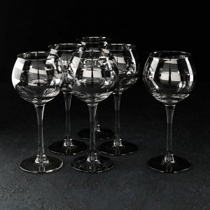 Набор бокалов для вина GiDGLASS «Серпантин», 280 мл, 6 шт, серебро