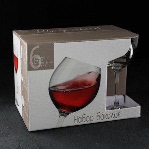 Набор бокалов для вина GiDGLASS «Серпантин», 280 мл, 6 шт, серебро