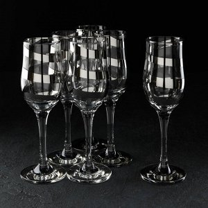 Набор бокалов для шампанского GiDGLASS «Серпантин», 190 мл, 6 шт, серебро