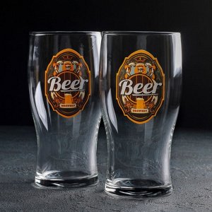 Набор бокалов для пива 500 мл "Пейте пиво", 2 шт, рисунок МИКС