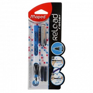 Ручка-роллер Maped Reload, легкая перезарядка картриджа, синяя, 2 картриджа, блистер, микс