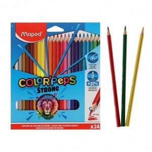 Карандаши 24 цвета Maped Color Peps Strong пластиковые, повышенной прочности, европодвес