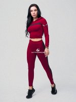Женский всесезонный костюм для фитнеса бордового цвета 212912Bo