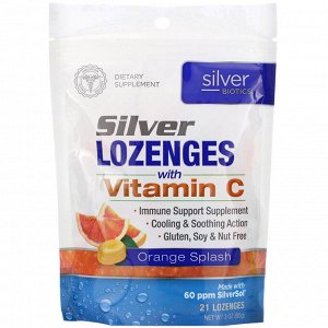 American Biotech Labs, Silver Biotics, Silver Lozenges, 60 PPM SilverSol, Orange Splash, 21 Lozenges