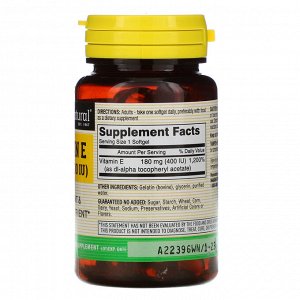 Mason Natural, Vitamin E, 180 mg (400 IU), 100 Softgels