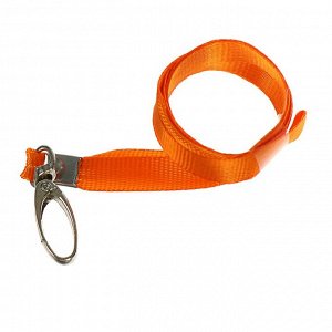 Лента для бейджа ширина-9 мм, длина-80 см с широким металлическим карабином, оранжевая
