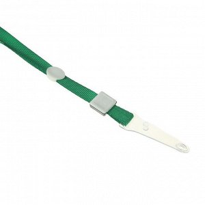 Лента для бейджа ширина 10 мм, длина 80 см, плотная, с бегунком и с силиконовым зажимом, зелёная