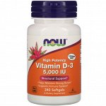 Now Foods, Витамин D-3, 5000 МЕ, 240 мягких таблеток