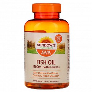 Sundown Naturals, Рыбий жир, 1200 мг, 100 мягких таблеток