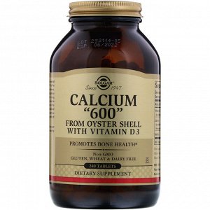 Solgar, Кальций  - 600 -  из устричных раковин с витамином D3, 240 таблеток
