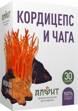 Кордицепс и чага для ЖКТ, сердечно-сосудистой системы и органов дыхания 30 капс.