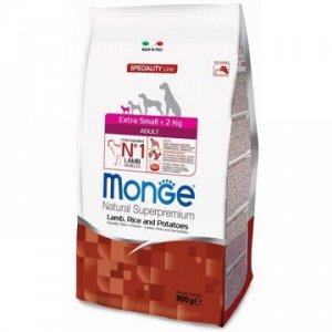 Monge Dog Speciality Extra Small сухой корм для взрослых собак миниатюрных пород Ягненок/Рис/Картофель 0,8кгАКЦИЯ!