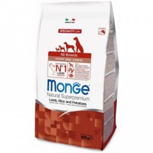 Monge Dog Speciality Puppy&Junior сухой корм для щенков всех пород Ягенок/Рис/Картофель 0,8кгАКЦИЯ!