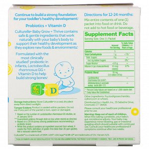 Culturelle, пробиотики, для детей, «Рост и развитие», пробиотики + витамин D в пакетиках, от 12 до 24 месяцев, 30 порционных пакетиков