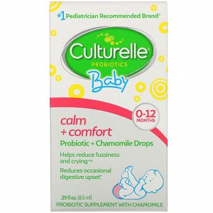 Culturelle, Пробиотики, для детей, «Спокойствие и комфорт», пробиотики + ромашка в виде капель, от рождения до 12 месяцев, 8,5 мл, (0,29 жидк. унции)
