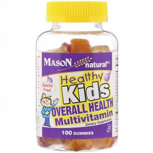 Mason Natural, Healthy Kids, мультивитаминная добавка для детей, 100 жевательных таблеток