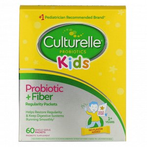 Culturelle, Kids, Regularity Probiotic + Fiber, 1+ Years, Unflavored, 60 Single Serve Packets