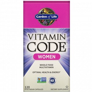 Garden of Life, Vitamin Code, мультивитамины из цельных продуктов для женщин, 120 вегетарианских капсул