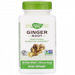 Nature&#x27 - s Way, Ginger Root, 1,100 mg, 240 Vegan Capsules