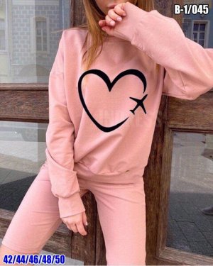 Костюм кофта и бриджи сердце в полете pink SV IN