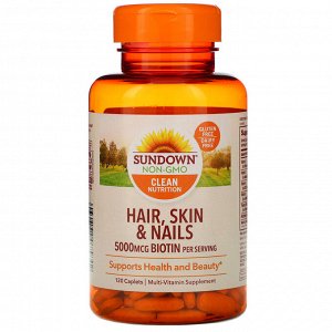 Sundown Naturals, Волосы, кожа и ногти, 120 капсуловидных таблеток