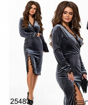 Платье велюровое Size Plue grey 25483 M107