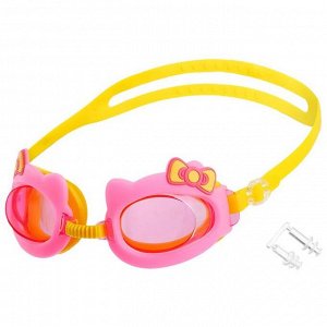 Очки для плавания «Бантик» + беруши, детские, цвет розовый