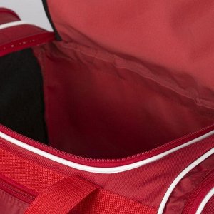 Сумка спортивная, 3 отдела на молниях, наружный карман, длинный ремень, цвет красный