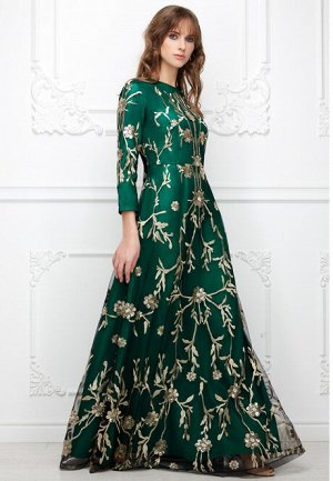 Платье с длинным рукавом, цвет зелёный
