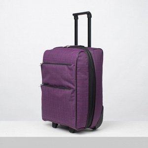 Чемодан малый 20", отдел на молнии, с расширением, наружный карман, 2 колеса, цвет фиолетовый